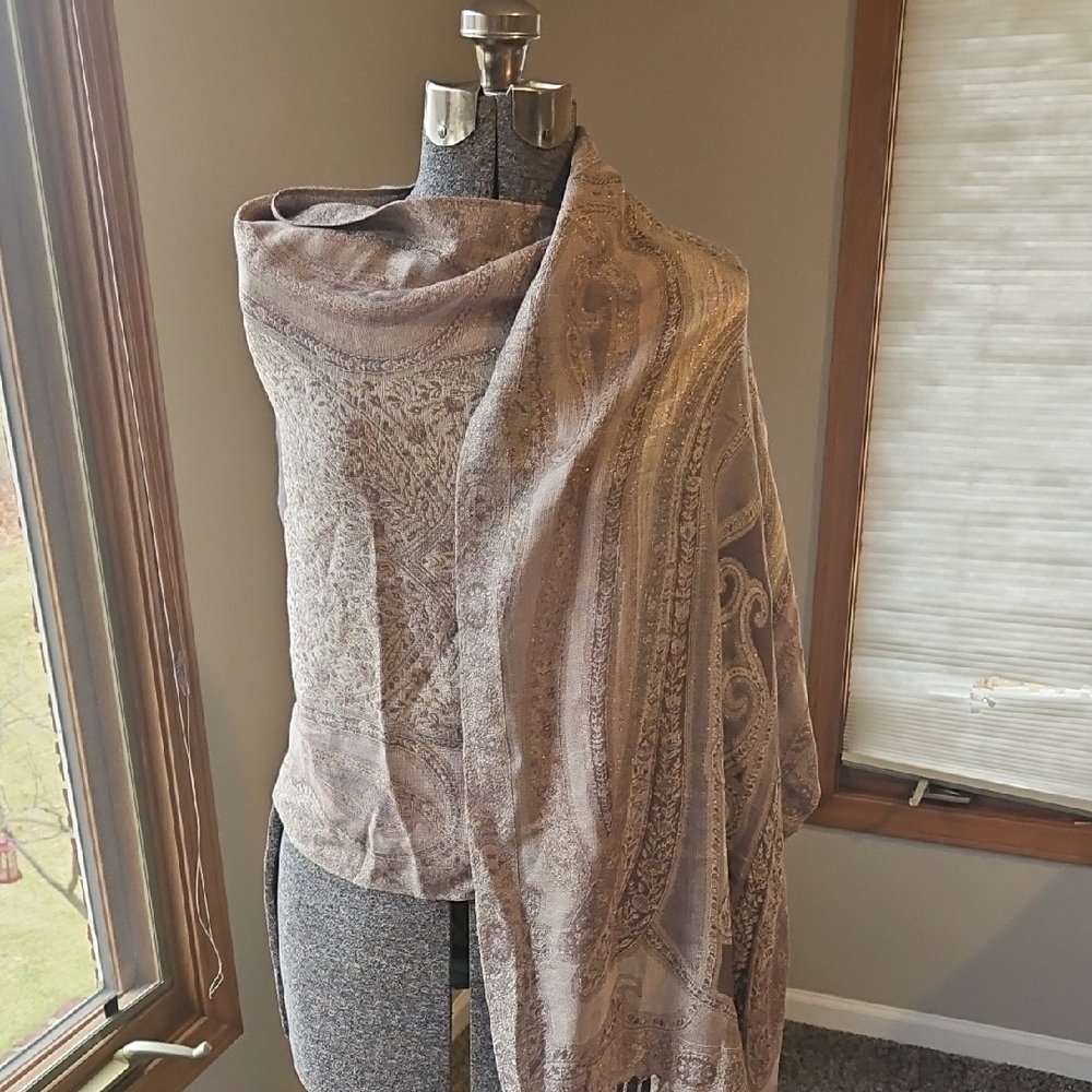 Vince Camuto Metallic  Shawl, Scarf, Table Runner With Fringe